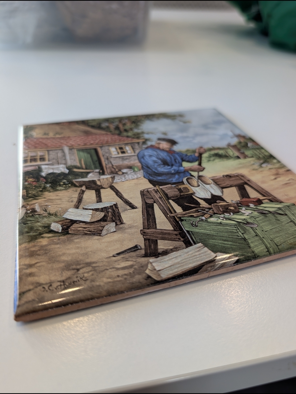 Vintage Ceramic Tile — “The Carpenter” - Picture 3 of 5